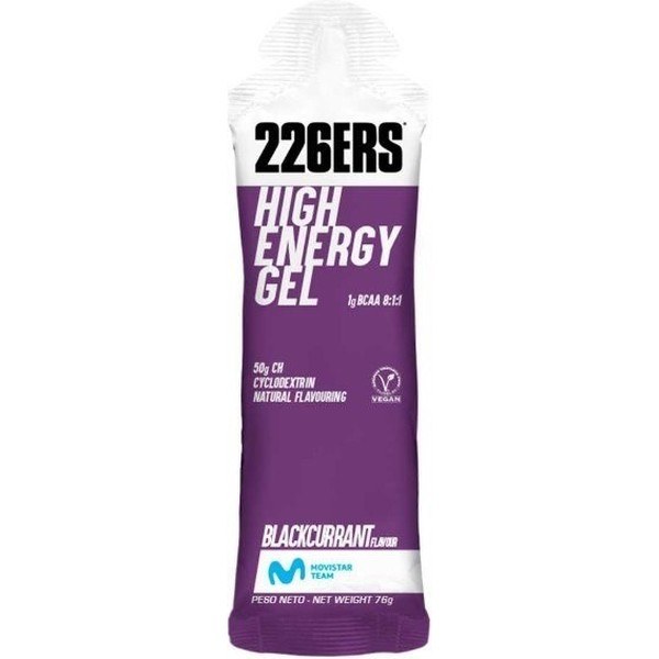 226ERS HIGH ENERGY GEL BCAA'S - 24 Gele x 60 ml - Glutenfreies Energiegel - Vegan - Mit Cyclodextrin - 1g BCAAs und 50g Kohlenhydrate