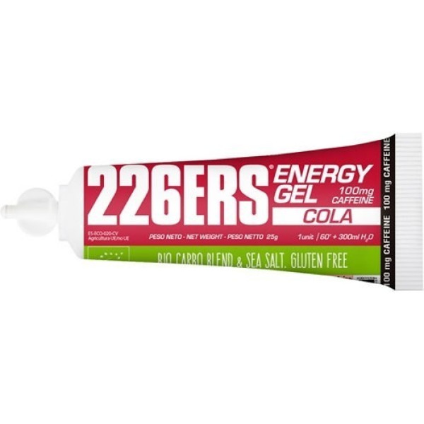 226ERS ENERGY GEL BIO 1 x 25GR 100mg CAFFEINE COLA* : Gel énergétique avec 100mg de Caféine - Sans Gluten, Vegan et Bio - A prendre avant ou pendant l'effort - Active et donne de l'énergie