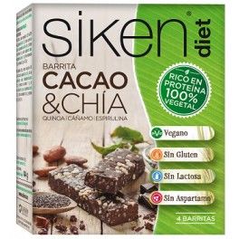 Siken Diet Barritas de Cacao & Chía 4 barritas x 36 gr Siken Diet Barritas de Cacao & Chía 4 barritas x 36 gr