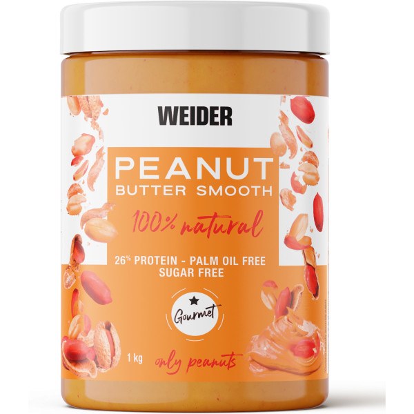 Weider Peanut Butter Smooth 1 Kg - 100% natürliche Erdnussbutter mit glatter und cremiger Textur