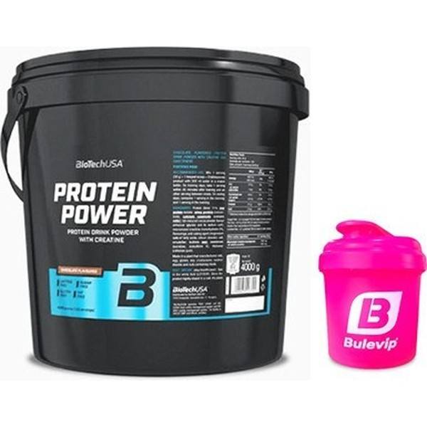 CADEAU Pack BioTechUSA Protein Power 4000 gr + Mélangeur Shaker Bulevip Rose - 300 ml