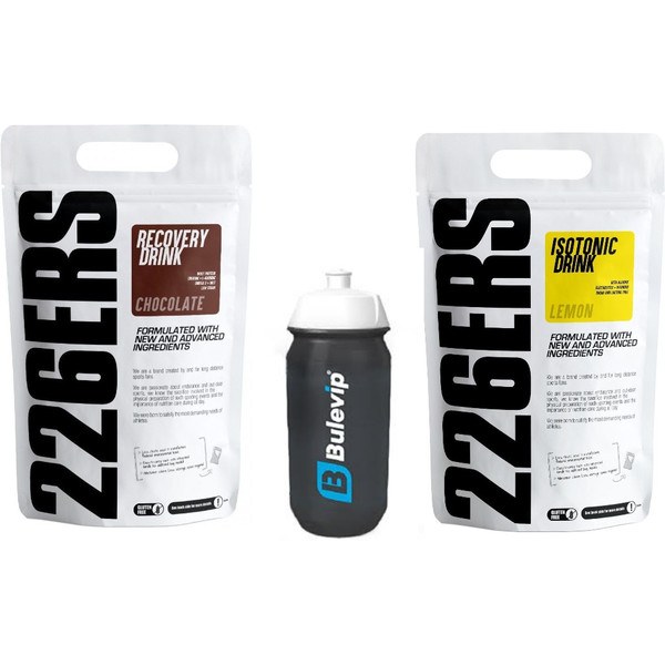 Pack REGALO 226ERS Recovery Drink 1Kg + Isotonic Drink 1 kg + Bidón Negro Transparente 600 Ml
