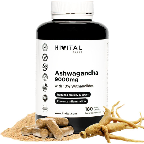 Hivital Ashwagandha 9000 Mg. 180 Cápsulas Veganas Para 6 Meses