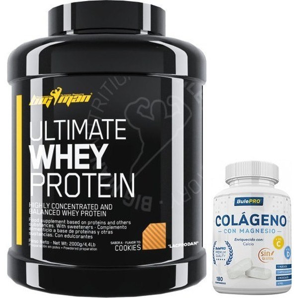 Pack BigMan Ultimate Whey Protein 2 kg + BulePRO Colageno con Magnesio 180 comp