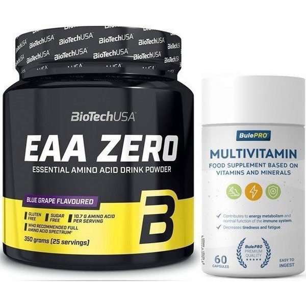 Pack BioTechUSA EAA Zero 350 gr - Acides Aminés Essentiels + Multivitamines BulePRO 60 Caps