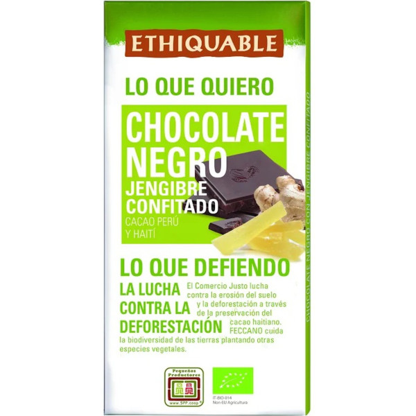 Ethiquable Chocolate Negro Con Jengibre Confitado Bio 100 G