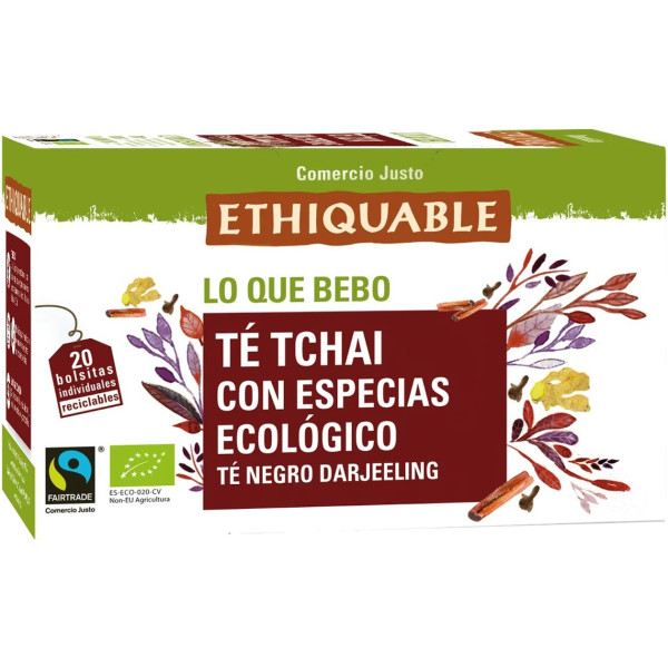Ethiquable Té Tchai Con Especias Bio 20 Bolsitas Infusoras De 36g