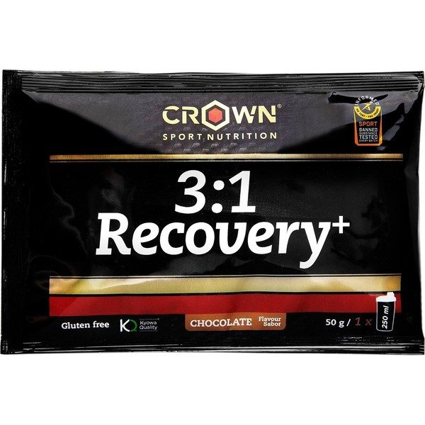 Crown Sport Nutrition 3:1 Recovery+  Sobre 50 G -  Recuperador Muscular Para Deportes De Resistencia Con Certificación Antidoping Informed Sport. Sin Gluten
