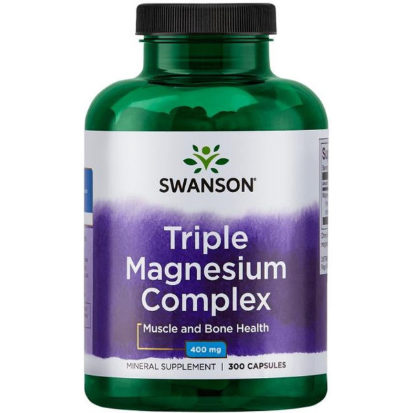 Swanson Complejo Triple De Magnesio. 400 Mg 300 Cápsulas