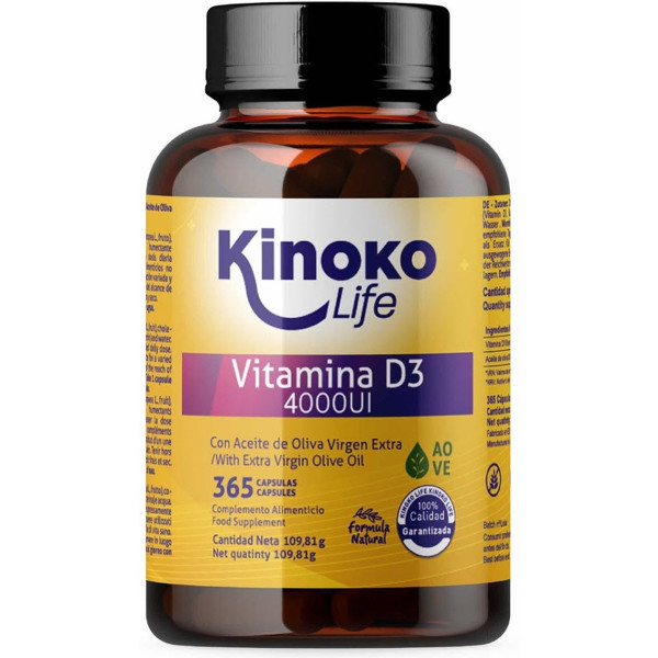 Kinoko Life Vitamina D3 4000ui 365 Cápsulas