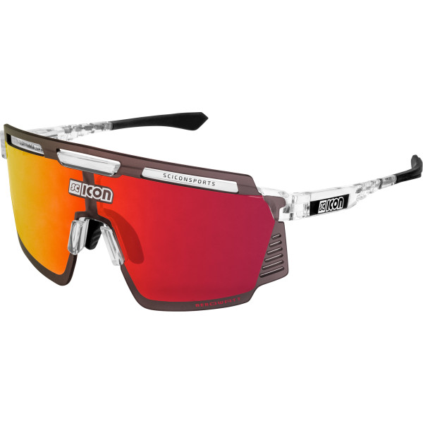 Scicon Sports Aerowatt Gafas De Sol Deportivas (cristal Lucido / Multimirror Rojo)