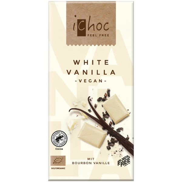 Ichoc Vegan Chocolat Blanc Vanille Bour Bio 80g