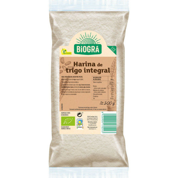 Biográ Biogra Harina De Trigo Integral 500 Gr Bio Vegan