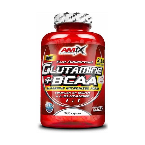 Amix Glutammina + BCAA + 360 Capsule - Aminoacidi per il recupero muscolare, ideali per gli sportivi