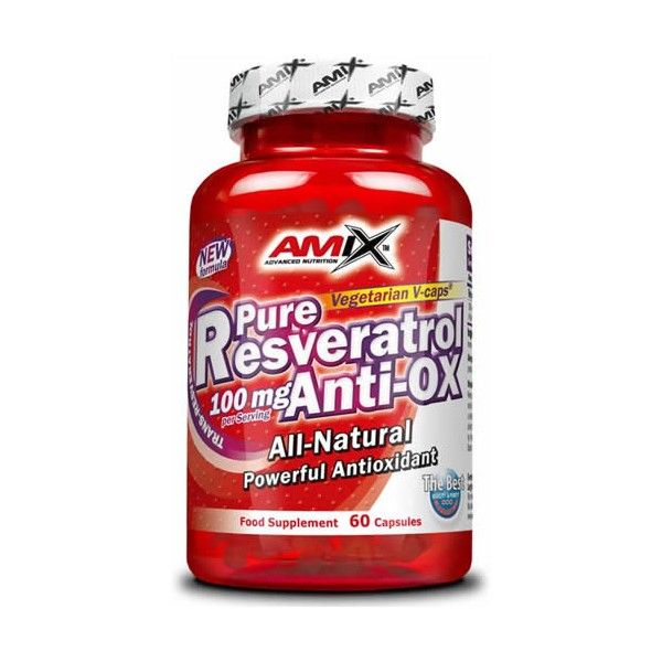 Amix Pure Resveratrol Anti-Ox 60 capsules x 50 mg - Grand effet antioxydant / Capsules végétariennes V-Caps