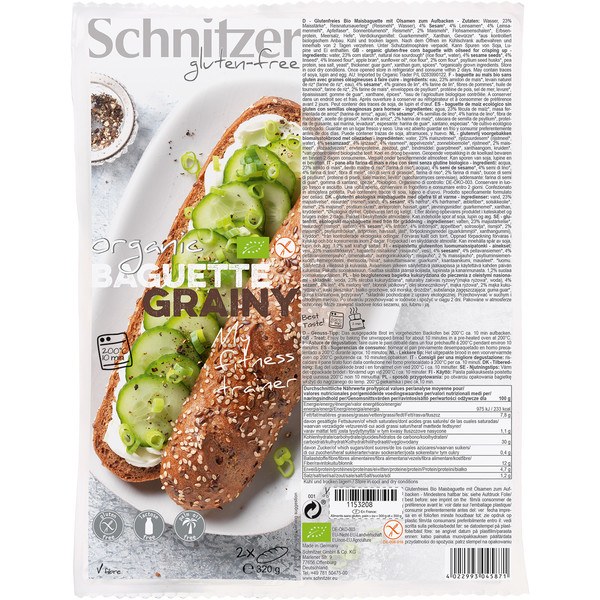 Schnitzer Pan Baguette Semillas Grainy S/g Schnitzer 320 G