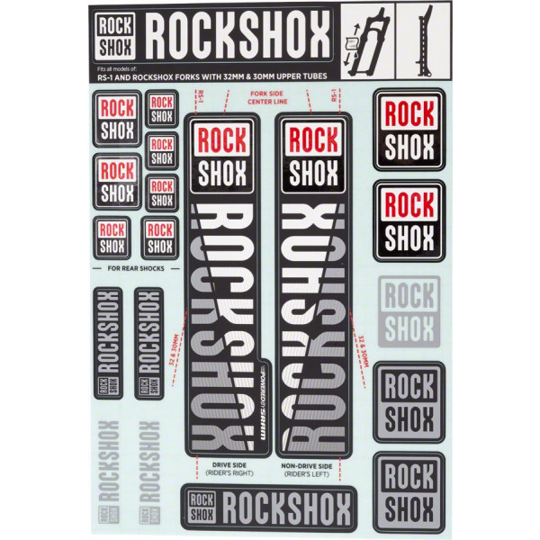 Rockshox Rec Kit Autocollants Barre 30/32/rs1 Blanc