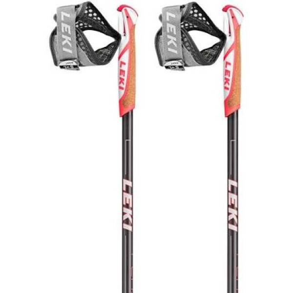 Leki Bastón Marcha Nórdica Flash Carbon Antracita Oscuro-Rojo Neón-Blanco 105 - Un Par